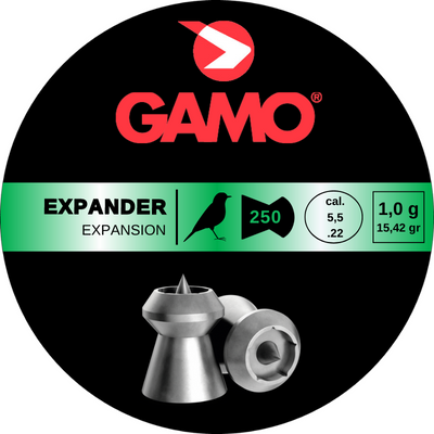 LATA DE POSTONES GAMO EXPANDER CALIBRE 5.5 PESO 15.42 GR 250 UNIDADES