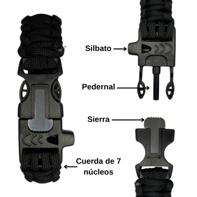 Pulsera paracord tactica con brujula - Imagen 2