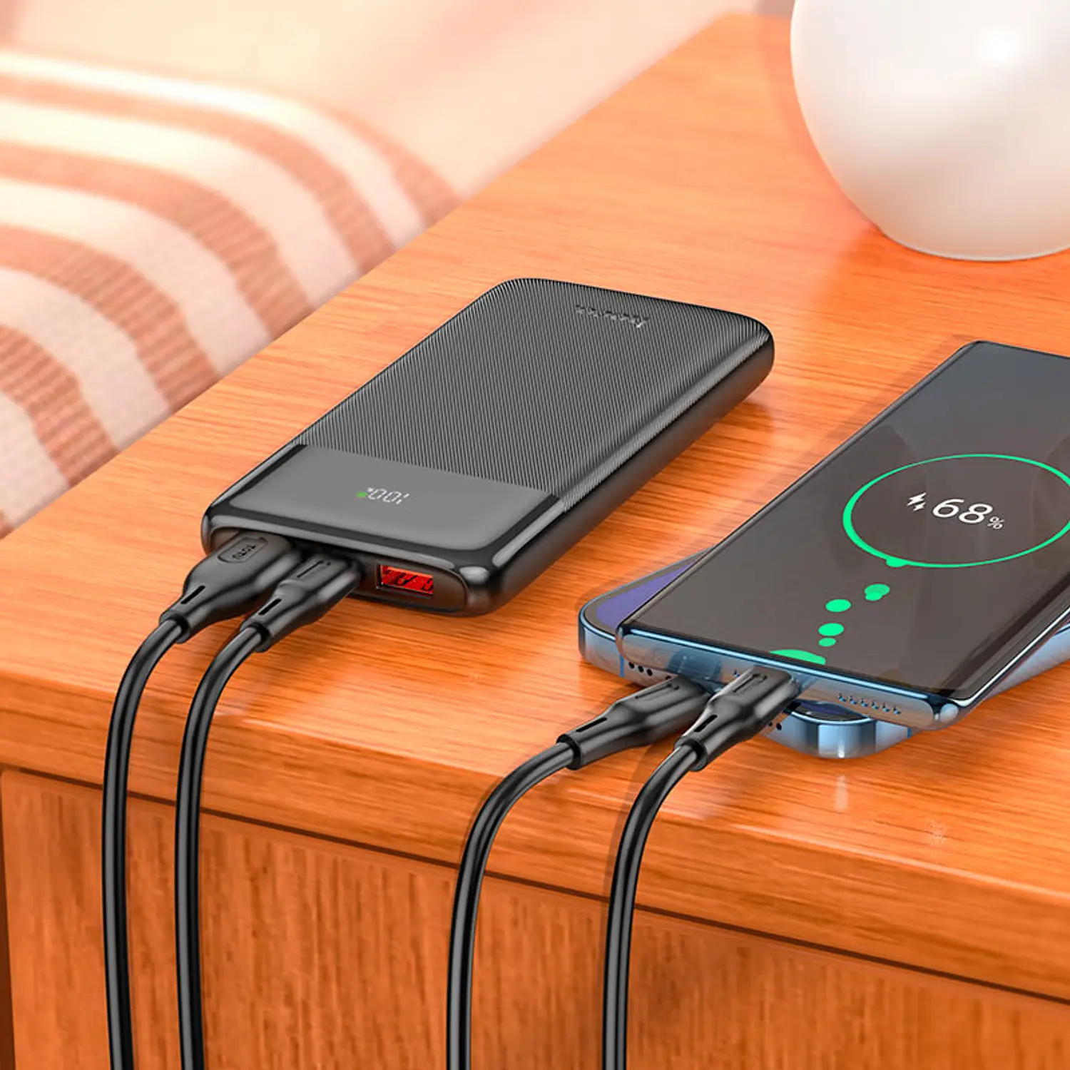 Powerbank Hoco J121 10,000mAh Fast 22.5W+PD20W con LED Negro #08985 - Imagen 4